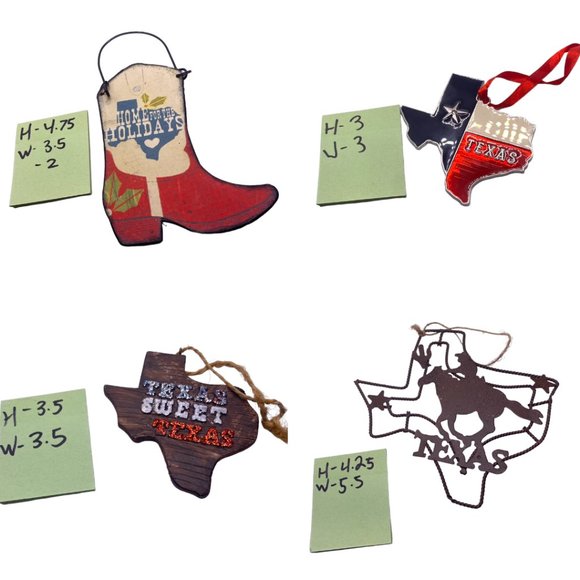 Texas TX Cowboy Theme Ornaments Lot Map Flag Boot Texas Sweet Texas - Picture 2 of 2